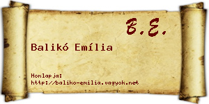Balikó Emília névjegykártya